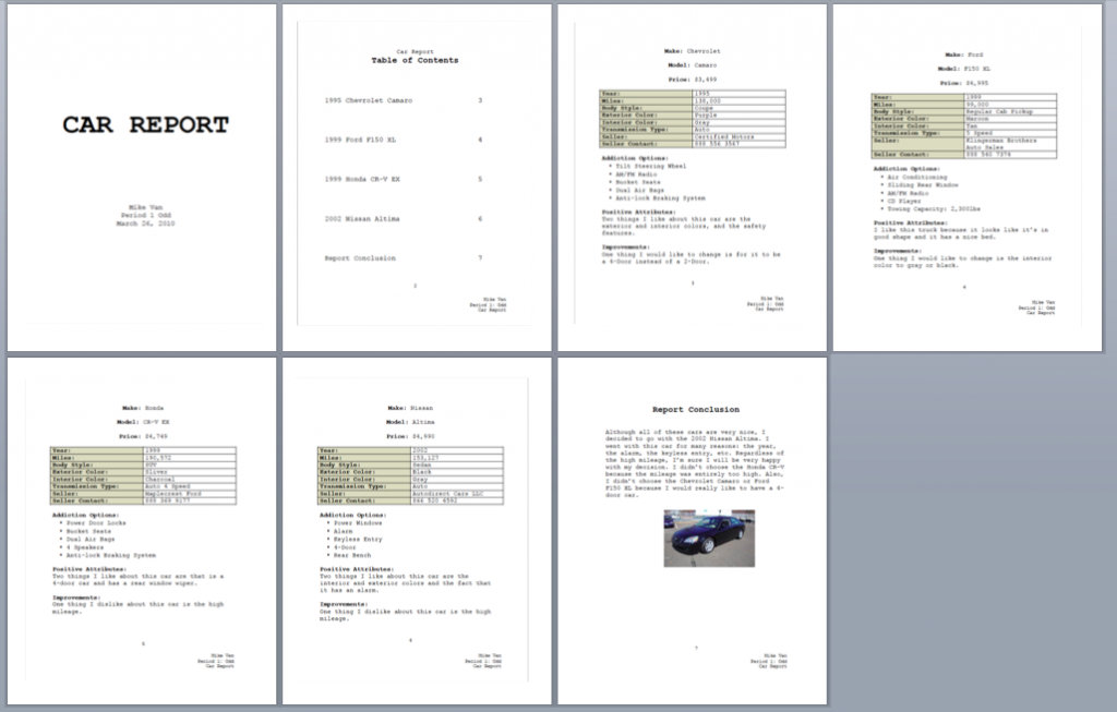 Used Car Research Report